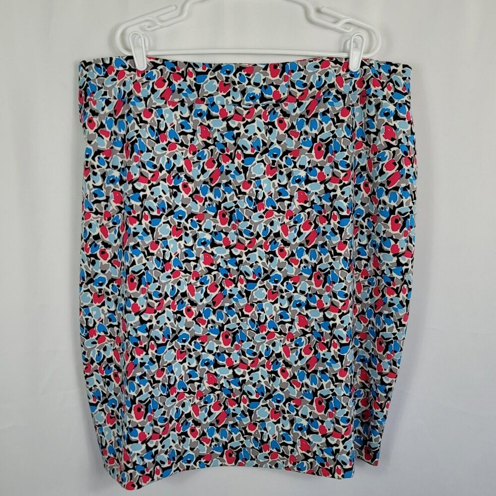 Nine West Floral Pencil Straight Skirt Women's Size 22W Blue, Black Gray & Pink